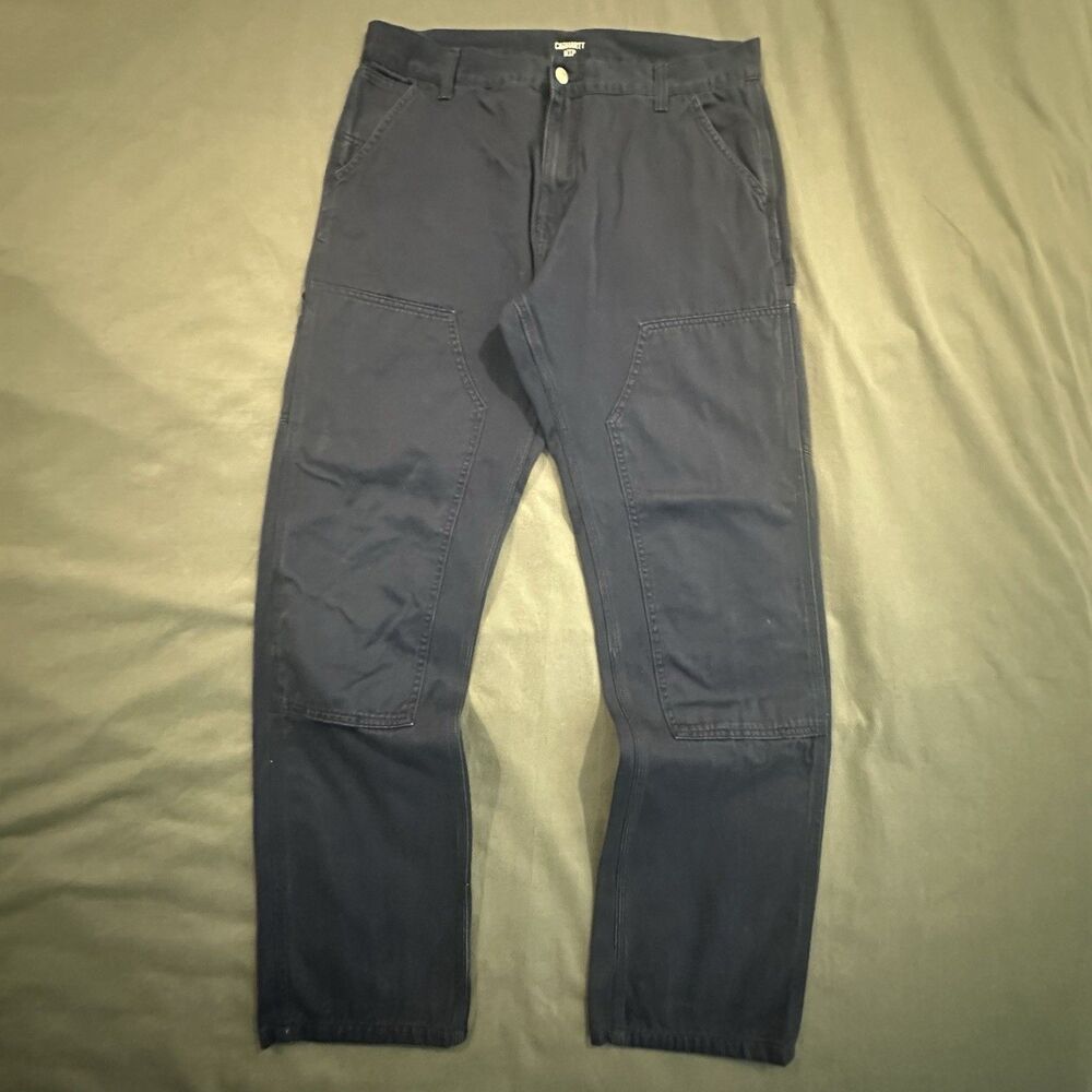 Carhartt WIP Double Knee Pants 33x32 Ruck Utility Carpenter Work Canvas Navy